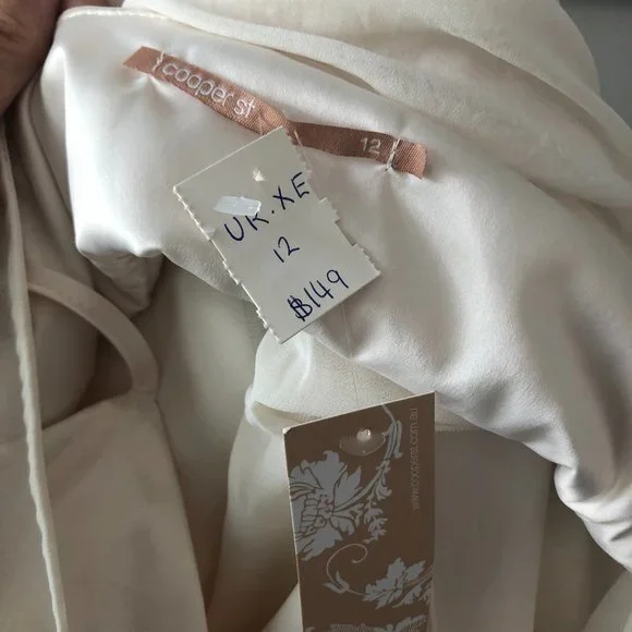 Cooper St Off White V Neck Grecian Style Boho Dress Size 12 New w Tags $149 - Picture 10 of 12